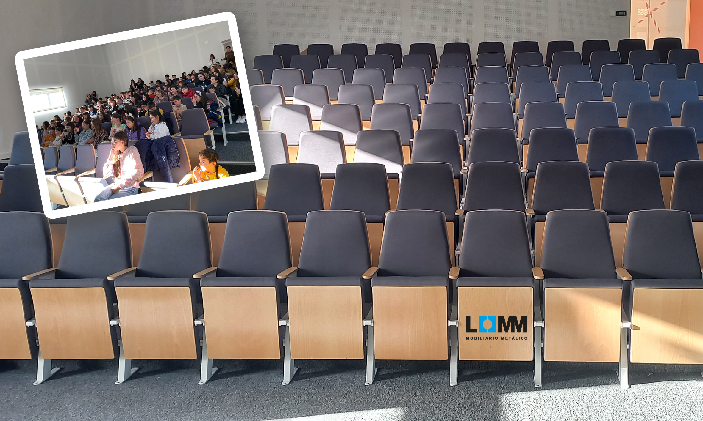 Auditorium at Mogadouro Primary and Secondary School has Lomm signature